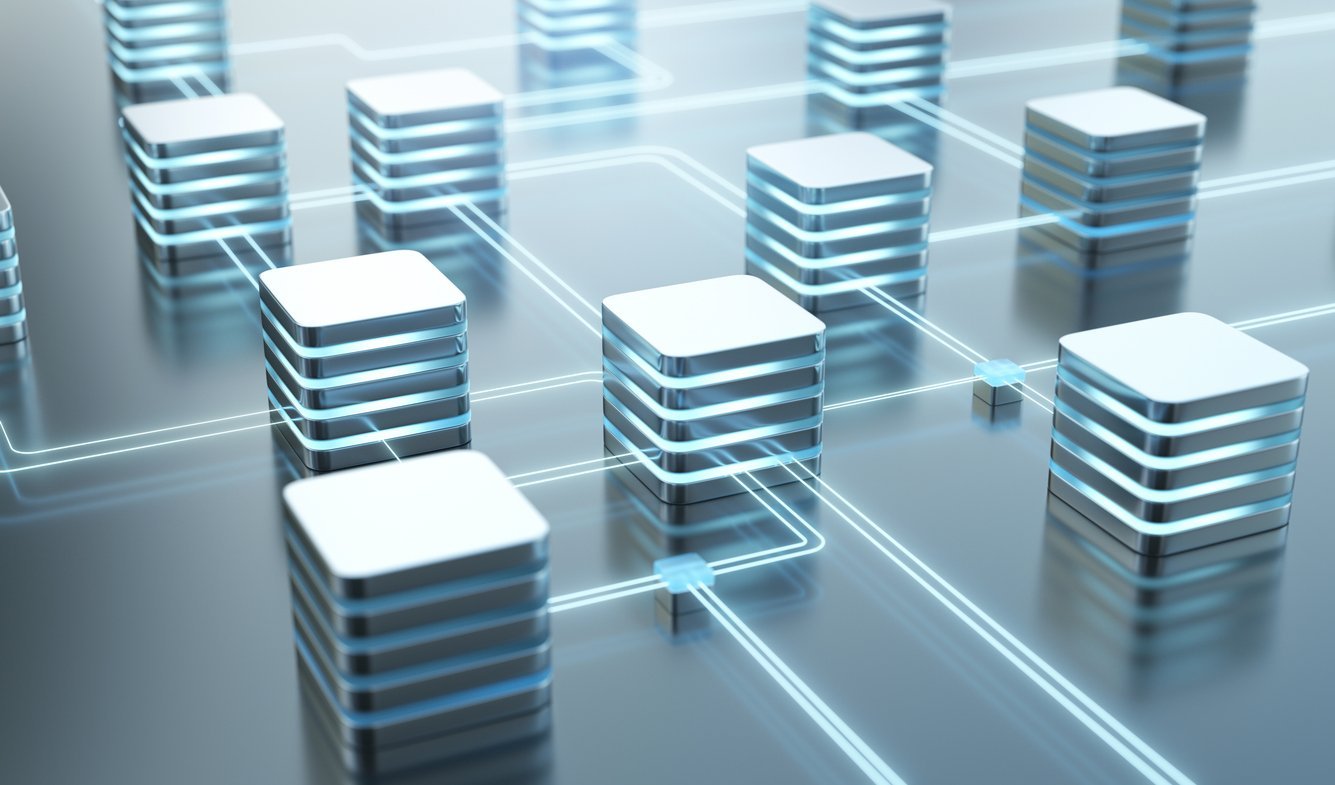 A picture of a server room but more symbolic than real